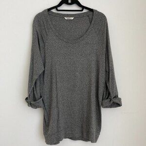 TNA Wide Scoop Folded Long Sleeve Top Gray Size Large